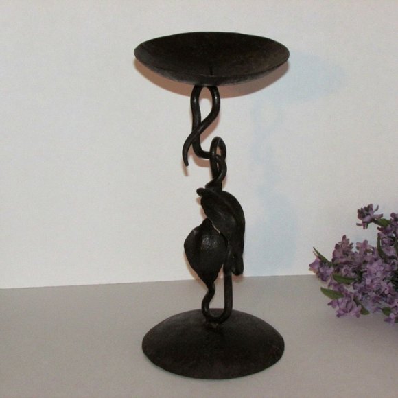 Pillar Candle Holder Rustic Fall Autumn Decor 12" Tall Metal Leaves Cottagecore - Picture 8 of 12